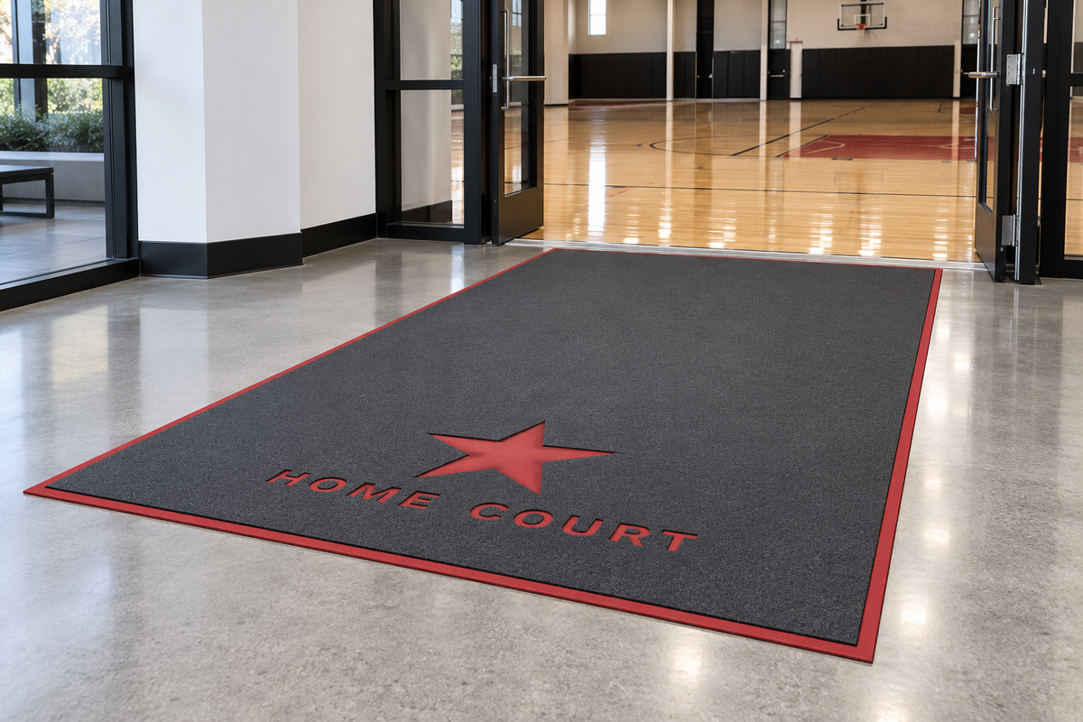 Branded foam walkway installed in a facility