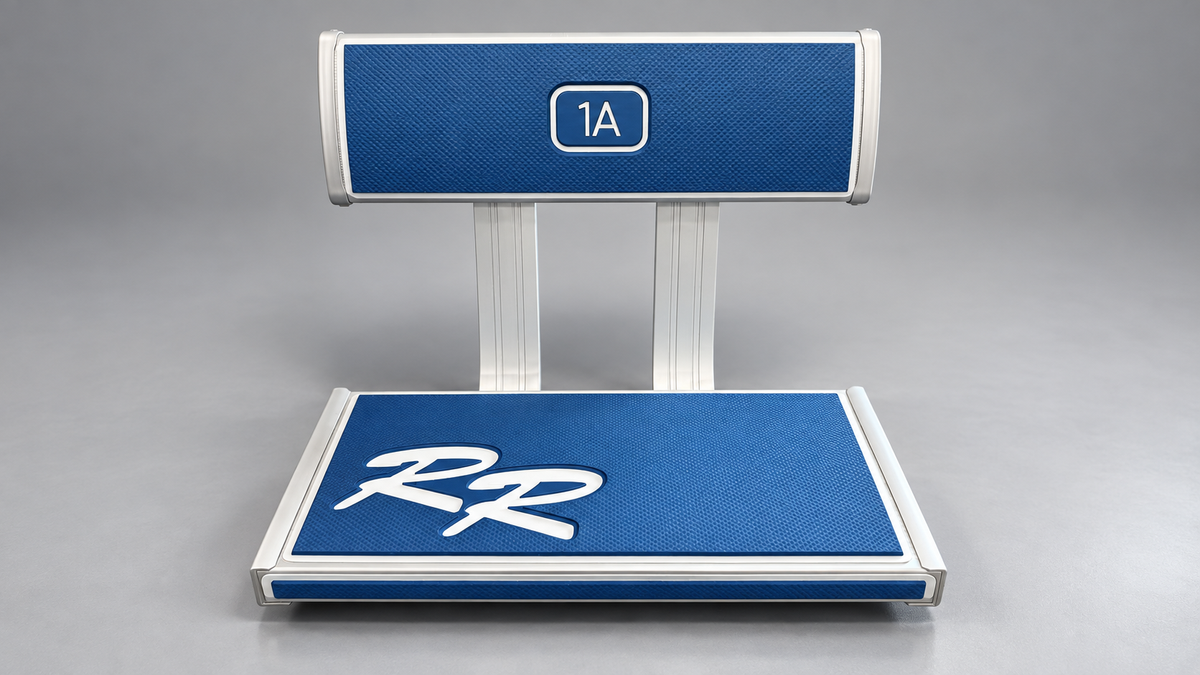 Metal bleacher seating with custom Sideline Foam covers