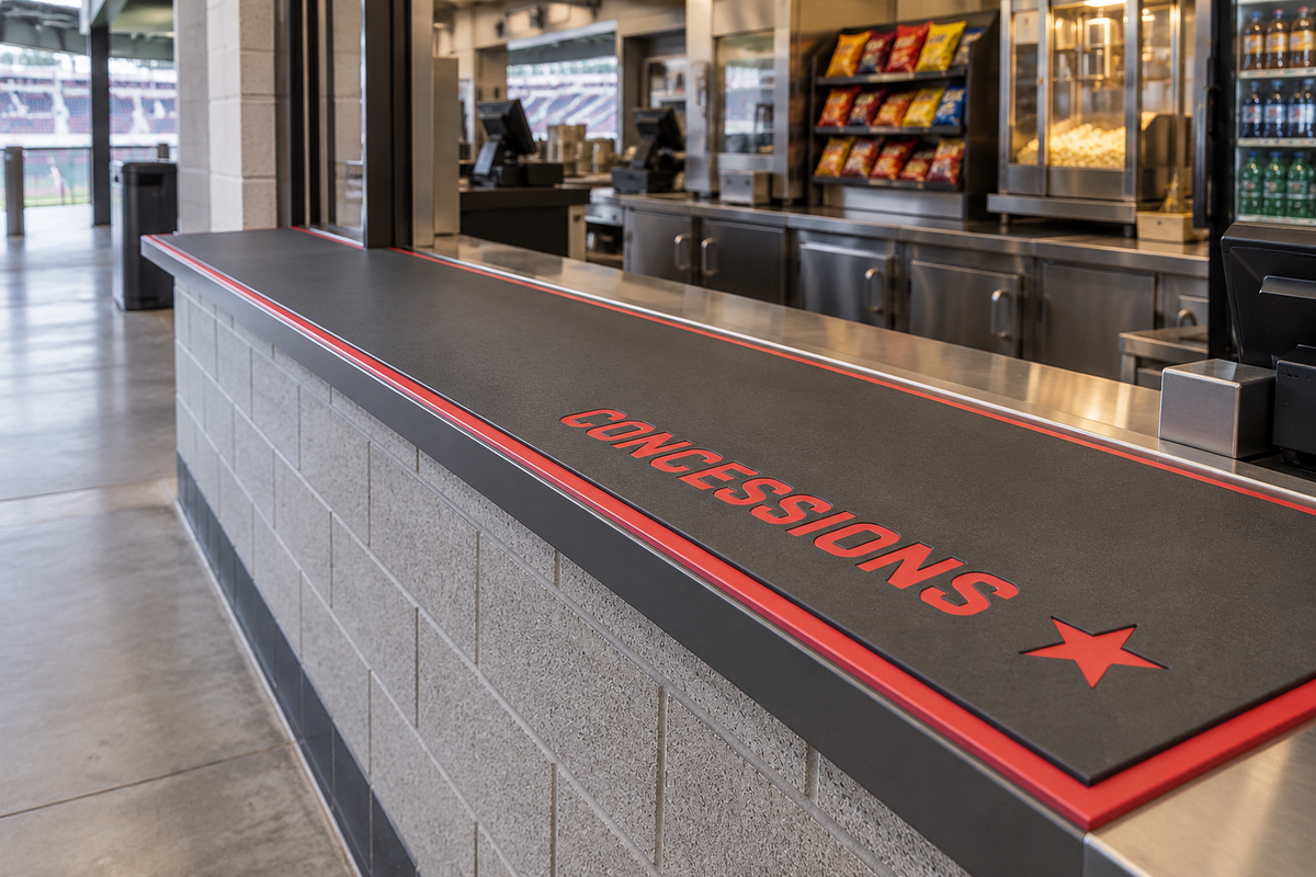 Concession stand counter with custom Sideline Foam