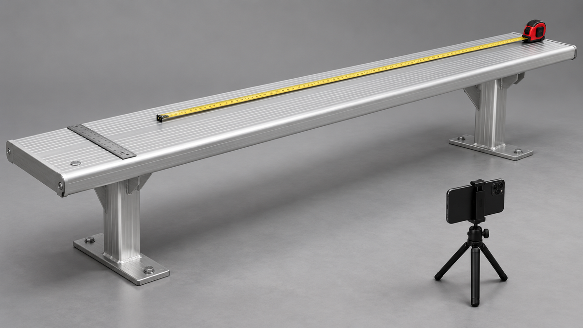 Measuring a metal bleacher bench for a custom cover